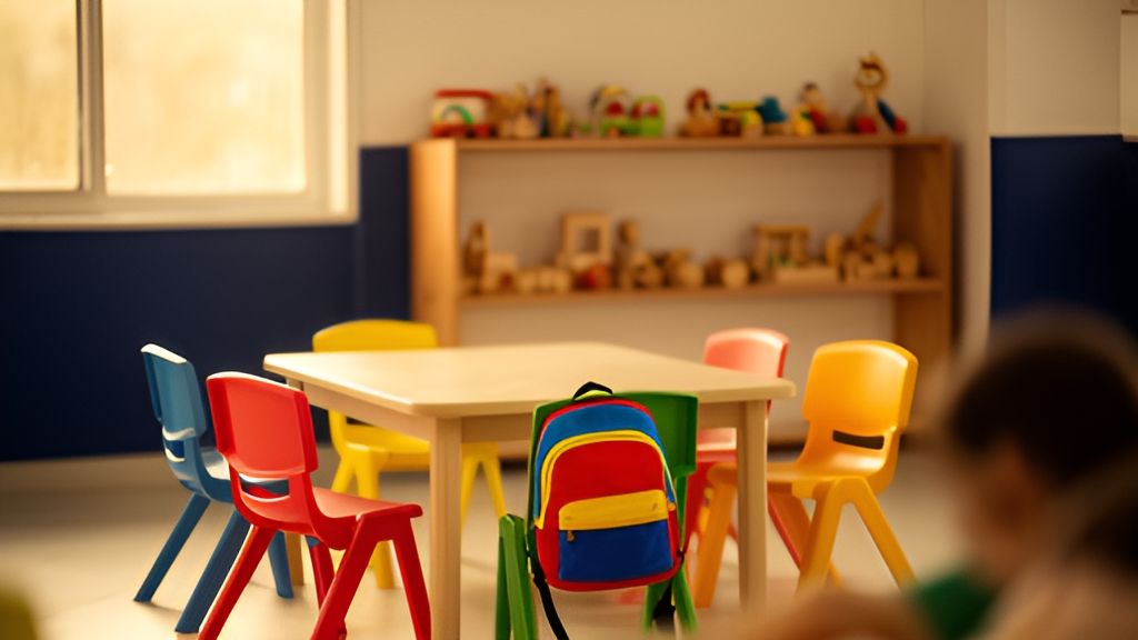 Sala de educação infantil com cadeiras pequenas vazias, ilustrando a queda de matrículas na educação básica